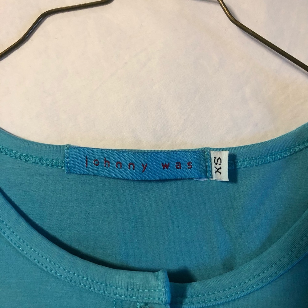 Johnny Was turquoise cardigan.